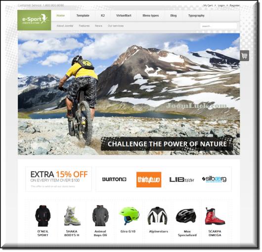 Новый шаблон интернет магазина для Joomla 2.5 – GK eSport Новый шаблон интернет магазина для Joomla 2.5 – GK eSport